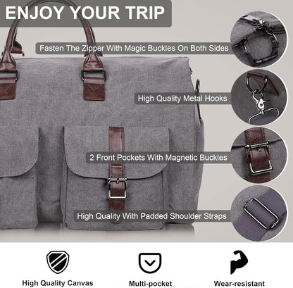 seyfocnia Convertible Travel Garment Bag,Carry on Garment Duffel Bag for Men Women - 2 in 1 Hanging Suitcase Suit Business Travel Bag