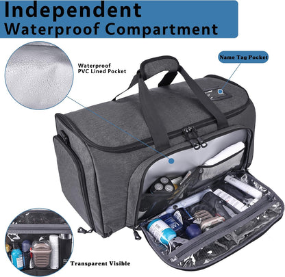Garment Duffle Bags for Travel, YKK Zippers Carry On Convertible Suit Bag with Waterproof Compartment & Shoe Compartment & Shoulder Strap