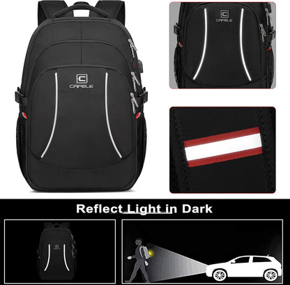 17.3 inch Laptop Backpack,School Bookbag Computer Rucksack with USB Charging Port,Water Resistant Sturdy Bagpack for Business College School Travel,Men Women Casual Daypack,Black