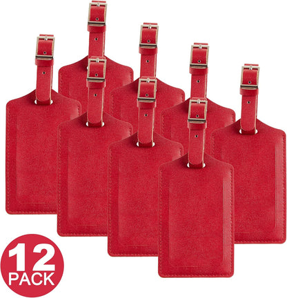 8 Pack Leather Luggage Travel Bag Tags by Travelambo