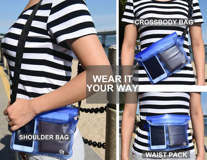 Freegrace Waterproof Pouches with Waist Strap / Pouch Case Bundle Set- Keep Your Phone & Valuables Dry and Safe - Waterproof Dry Bags for Boating Swimming Snorkeling Kayaking Beach Water Parks Pool