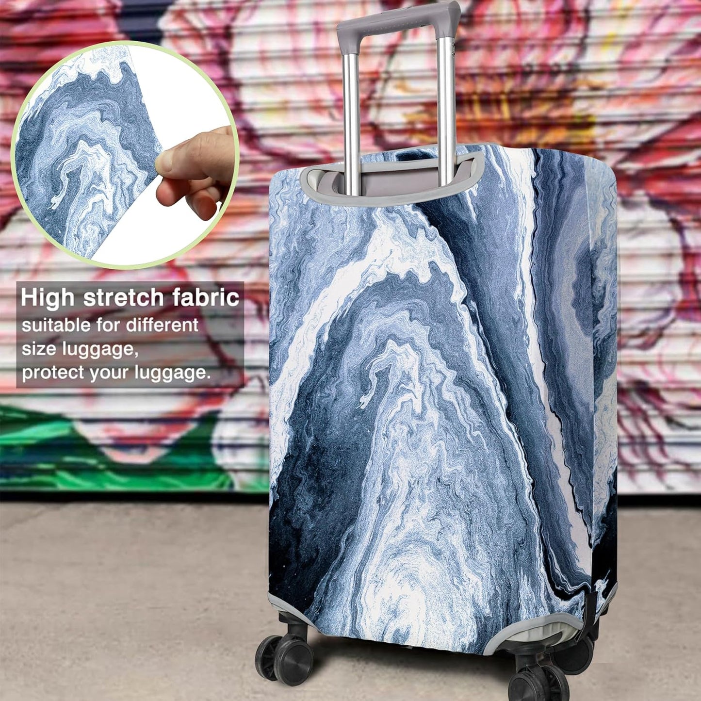 Travel Luggage Cover Suitcase Protector Fits 18-32 Inch Wheel Covers PatternedTravel Related Items Flower Luggage Protector Elastic L