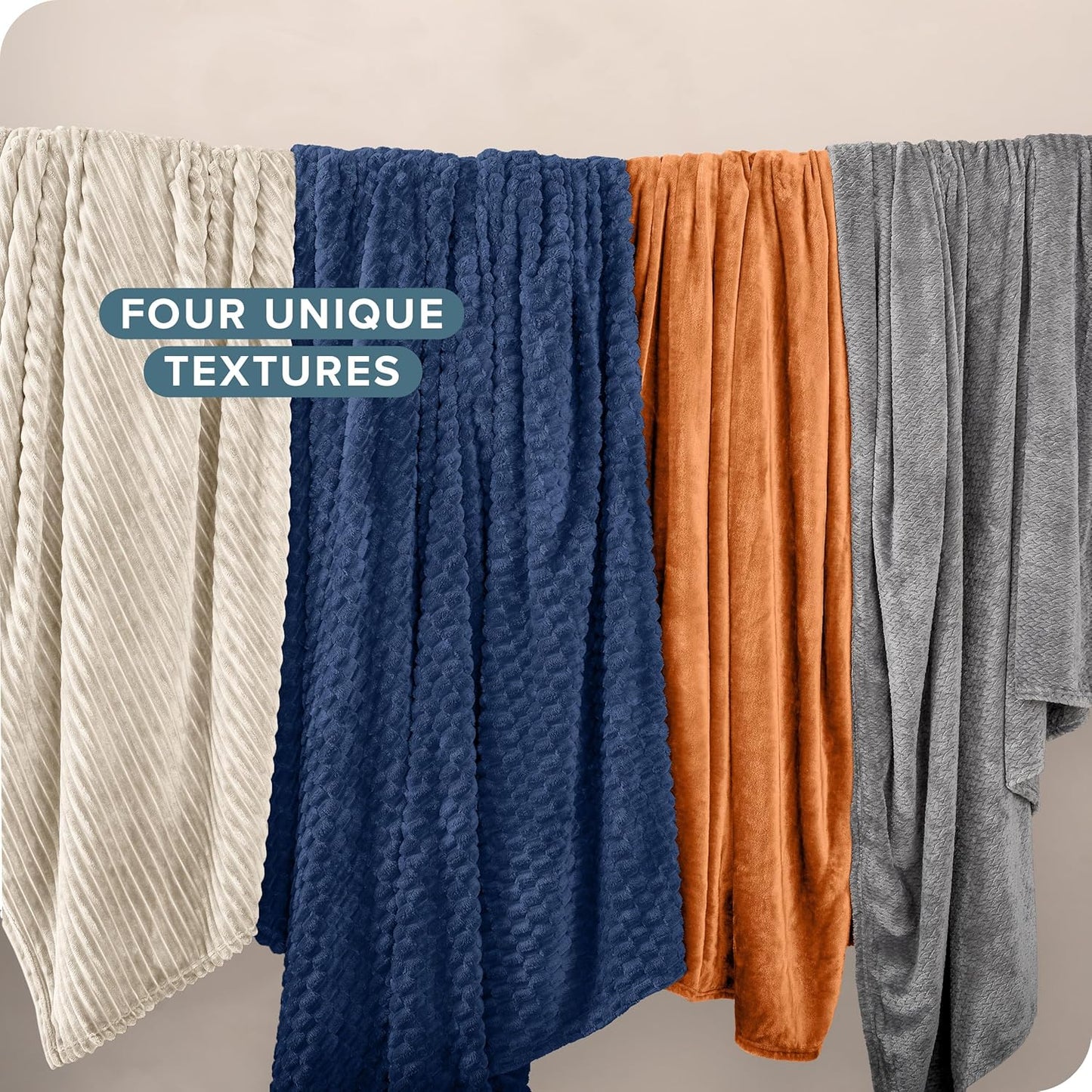 Bare Home Textured Fleece Blanket - Full/Queen - Ultra-Soft Lightweight for Bed, Sofa, and Couch - Luxury Microplush - Cozy Warm Blanket (Full/Queen, Chevron Grey)