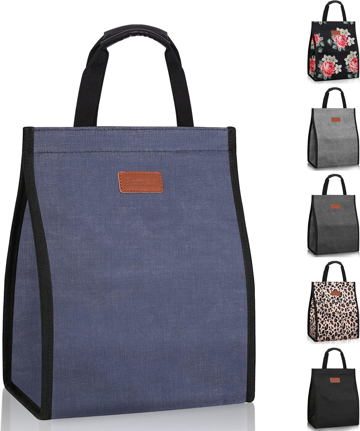 Lunch Bags for Women Insulated Reusable Lunch Tote with Internal Pocket, Lunch Tote bag for Work (Blue)