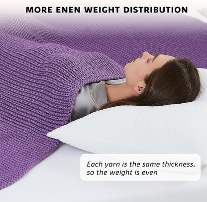 L'AGRATY Knitted Weighted Blanket - 48"x72" 12lbs Cooling Chunky Knit Heavy Blanket for Adults Braided Crochet Throw Thick Cable Yarn Knit Decorative No Beads Evenly Weighted Machine Washable