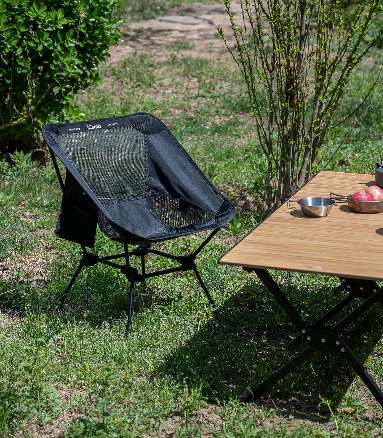 iClimb Ultralight Compact Camping Folding Beach Chair with Anti-Sinking Large Feet