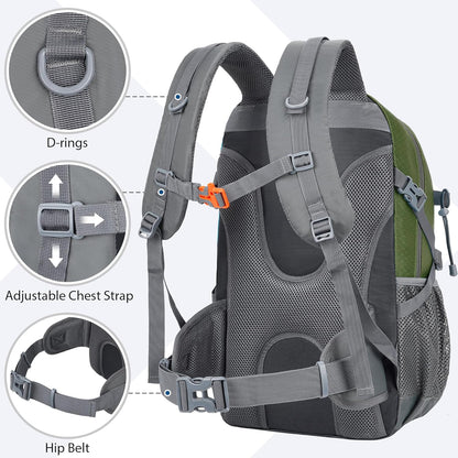 Hiking Backpack 30L Lightweight Travel Daypack Small Day Pack for Men Women Outdoor Camping Backpacking, Army Green