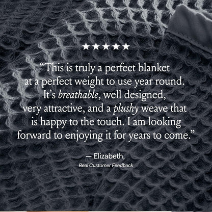 BOLL & BRANCH Waffle Bed Blanket - King/Cal King, Shore - Luxury 100% Organic Cotton - Soft, Lightweight and Breathable - Textured Waffle Weave Design