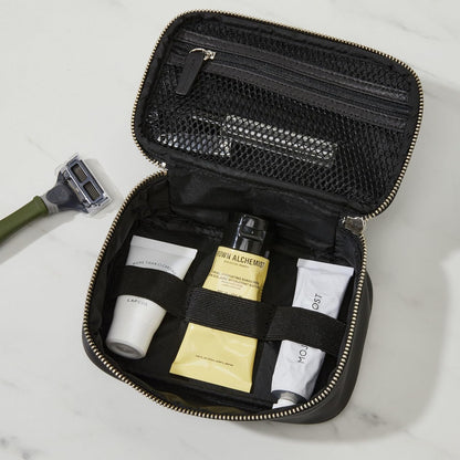 Leatherology Cognac Small Travel Organizer - Zipped mesh storage pocket, elastic loops for organization, compact travel size