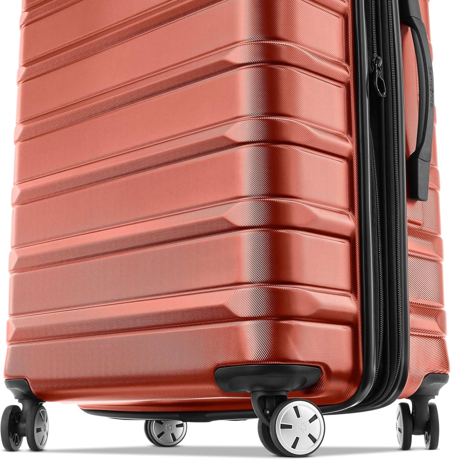 Samsonite Omni 2-24" Medium Checked Hardside Luggage with 360° Spinner Wheels - Scratch Resistant Hardshell - TSA Lock, Airline-Approved - Expandable Lightweight Polycarbonate Shell, Brick Orange
