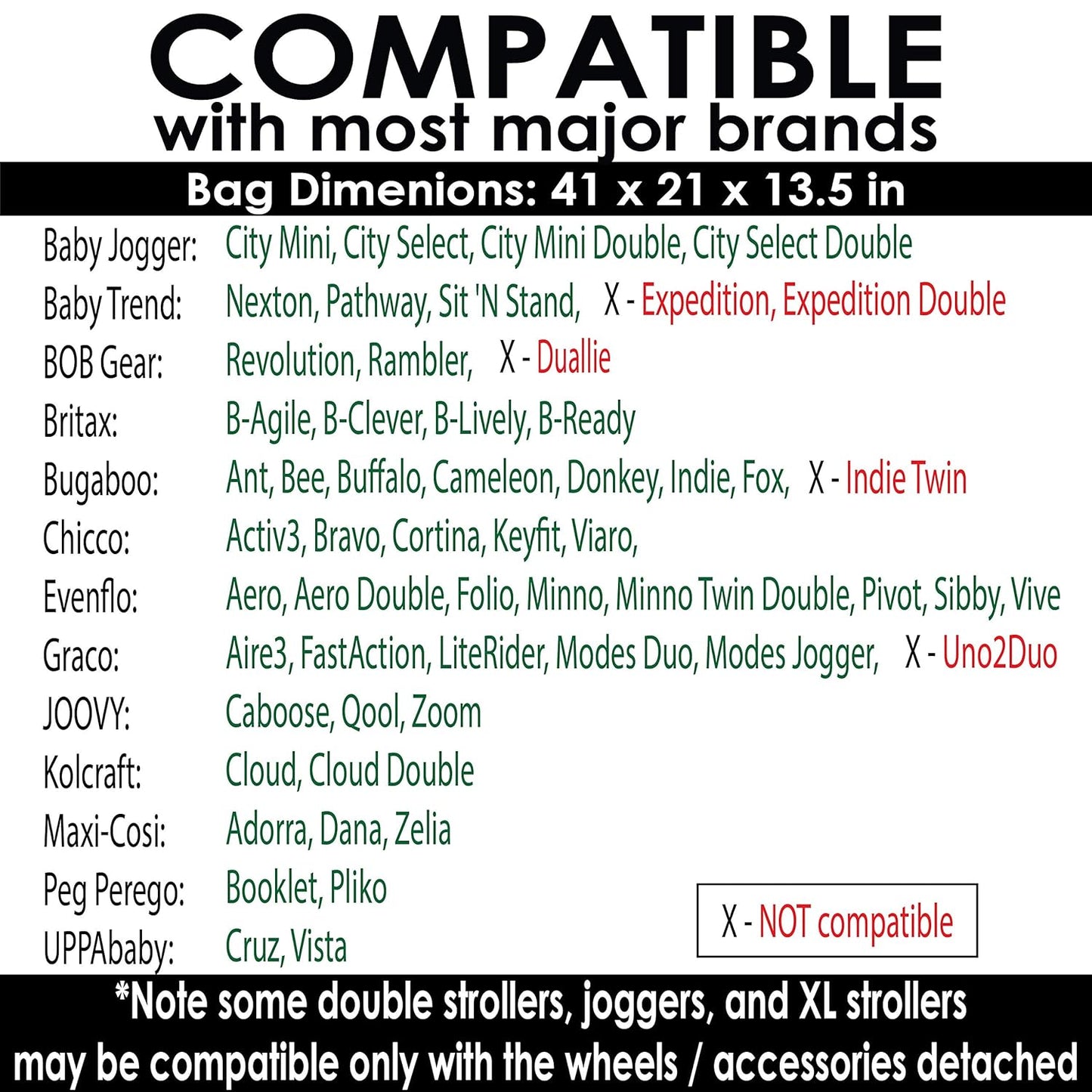 Stroller Travel Bag for Standard or Double/Dual Strollers