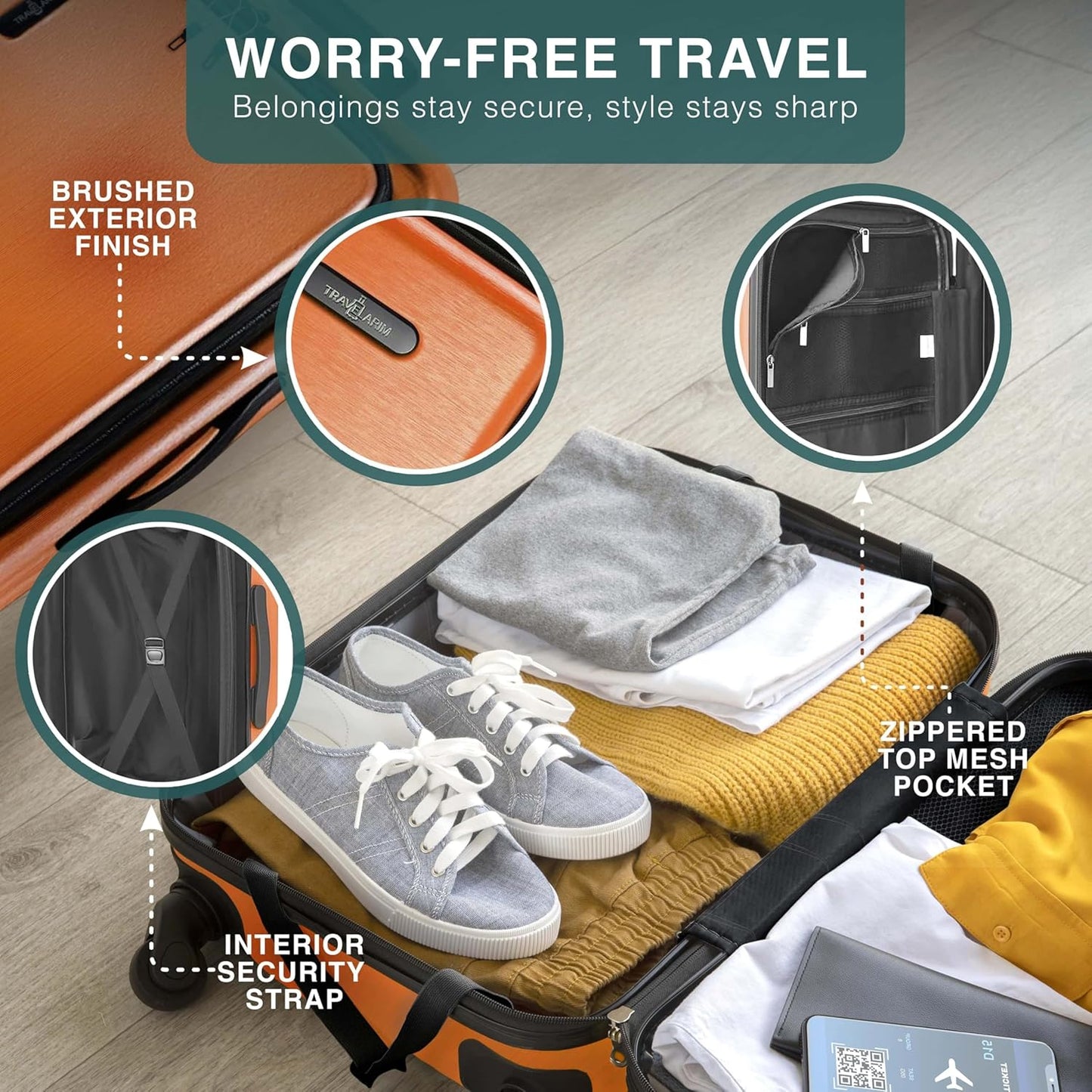 Luggage Sets 2 Piece, 24 Inch Suitcase and 28 Inch Luggage with Spinner Wheels, Durable Hard Shell Suitcase Set, Expandable Travel Suitcases with Wheels, Orange