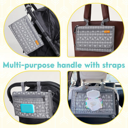 Kopi Baby Portable Diaper Changing Pad - Baby Diaper Changer Travel Bag with Wipes Pocket, Smart Design Portable Changing Mat, Infant Travel Station Kit, Gift for Newborn Girl & Boy - Modern