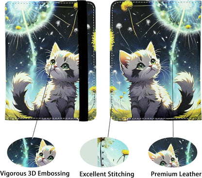 Cute Cat Passport Holder for Women and Men PU Leather Passport Cover for Travel