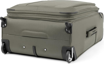 Travelpro Maxlite 5 Softside Expandable Upright 2 Wheel Checked Luggage, Lightweight Suitcase, Men and Women, Slate Green, Checked Medium 26-Inch