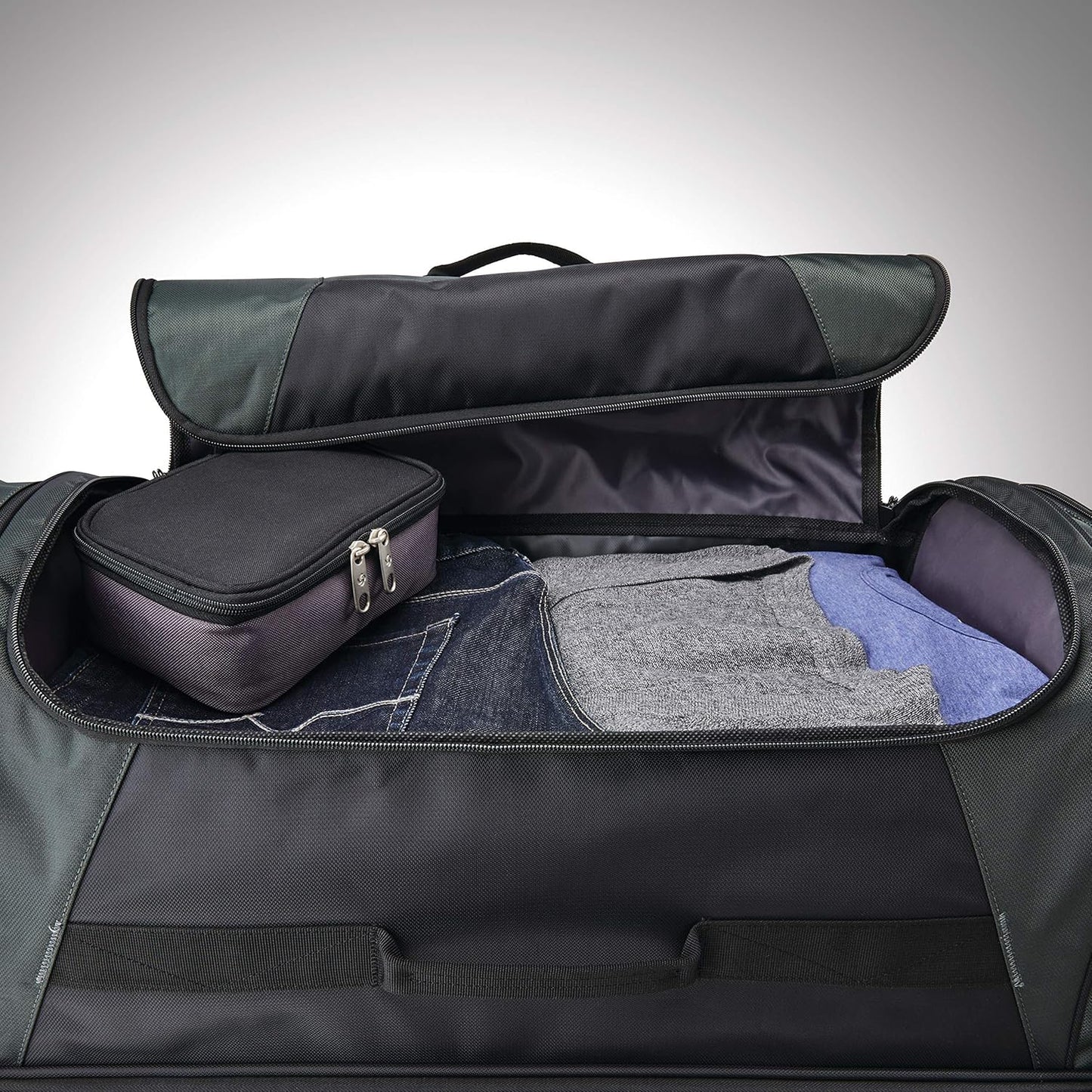Samsonite Andante 2 Wheeled Duffel Bag – 32-Inch Durable Rolling Luggage with Inline Skate Wheels, Push-Button Handle & Spacious Compartments – Travel-Friendly and Lightweight - Riverrock/Black