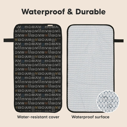 KeaBabies Portable Diaper Changing Pad, Easy Wipe Clean - Foldable Waterproof Baby Changing Mat for Diaper Bag, Compact, Lightweight, 25x13 Baby Changer Travel Essential, Machine Washable (Pixel)