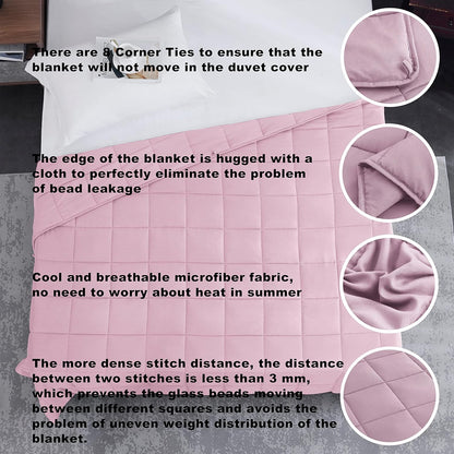 L'AGRATY Weighted Blanket - 88"x104" 20lbs Cooling Breathable Heavy Blanket Microfiber Material with Glass Beads for Adult All-Season Summer Fall Winter Soft Thick Comfort