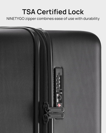 Trunk Luggage 26 Inch, Medium Checked Luggage with Double Spinner Wheels, Anti-Burst Zipper, Hard Case PC Suitcase, Lightweight Travel Luggage, TSA Approved (Onyx Black, Hudson)
