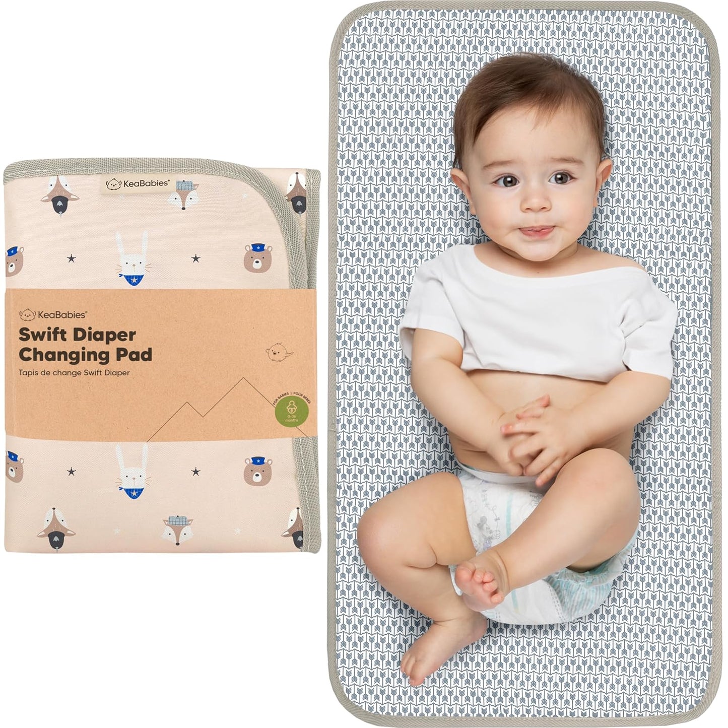 KeaBabies Portable Diaper Changing Pad, Easy Wipe Clean - Foldable Waterproof Baby Changing Mat for Diaper Bag, Compact, Lightweight, 25x13 Baby Changer Travel Essential, Machine Washable(Wild Patrol)