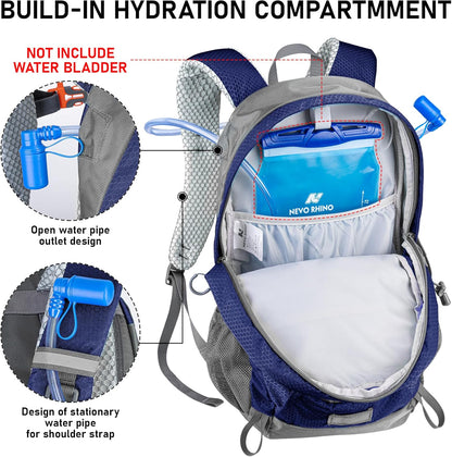 N NEVO RHINO Hiking Backpack 20L Water Resistant Outdoor Day Pack,Lightweight Travel Small Backpack for Men Women