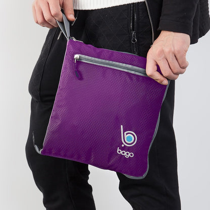 Bago Large Foldable Duffel Bags for Traveling Women & Men - 120L Packable Duffle Bag for Travel with Shoe Compartment - Water Repellant, Heavy Duty, Lightweight Folding & Collapsible (Purple)