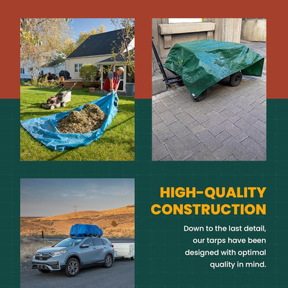 Tarp Cover Blue Waterproof 10x10 2-Pack Great for Tarpaulin Canopy Tent, Boat, RV Or Pool Cover!!! (Standard Poly Tarp 10'X10')