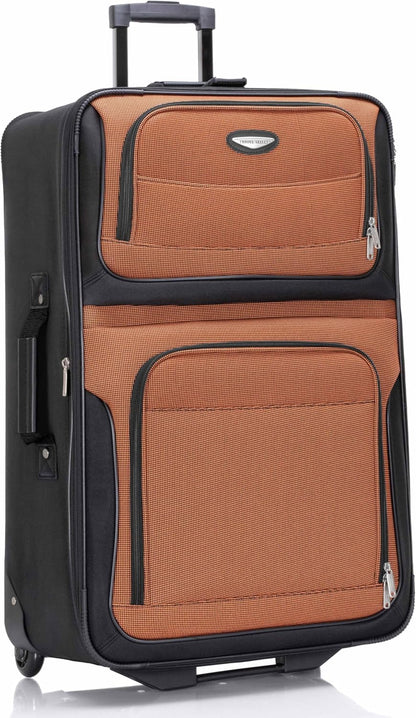 Travel Select Amsterdam 29-Inch Softside Expandable Rolling Upright Luggage, Lightweight 2-Wheel Check-In Suitcase with Push-Button Handle, Orange