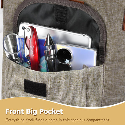Tirrinia 2 Bottle Wine Gift Tote Carrier - Leakproof & Insulated with large pockets Wine Cooler Bag for Travel, Wine Tasting, Party, Dinner, Great Gift for Wine Lover
