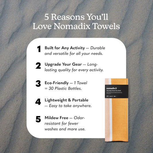 Nomadix Original Towel - Perfect for Beach, Pool, Travel, Camping, Yoga - Made with Recycled Materials - Super Absorbent - Sand Resistant - Stripes Retro - 72.5" x 30"
