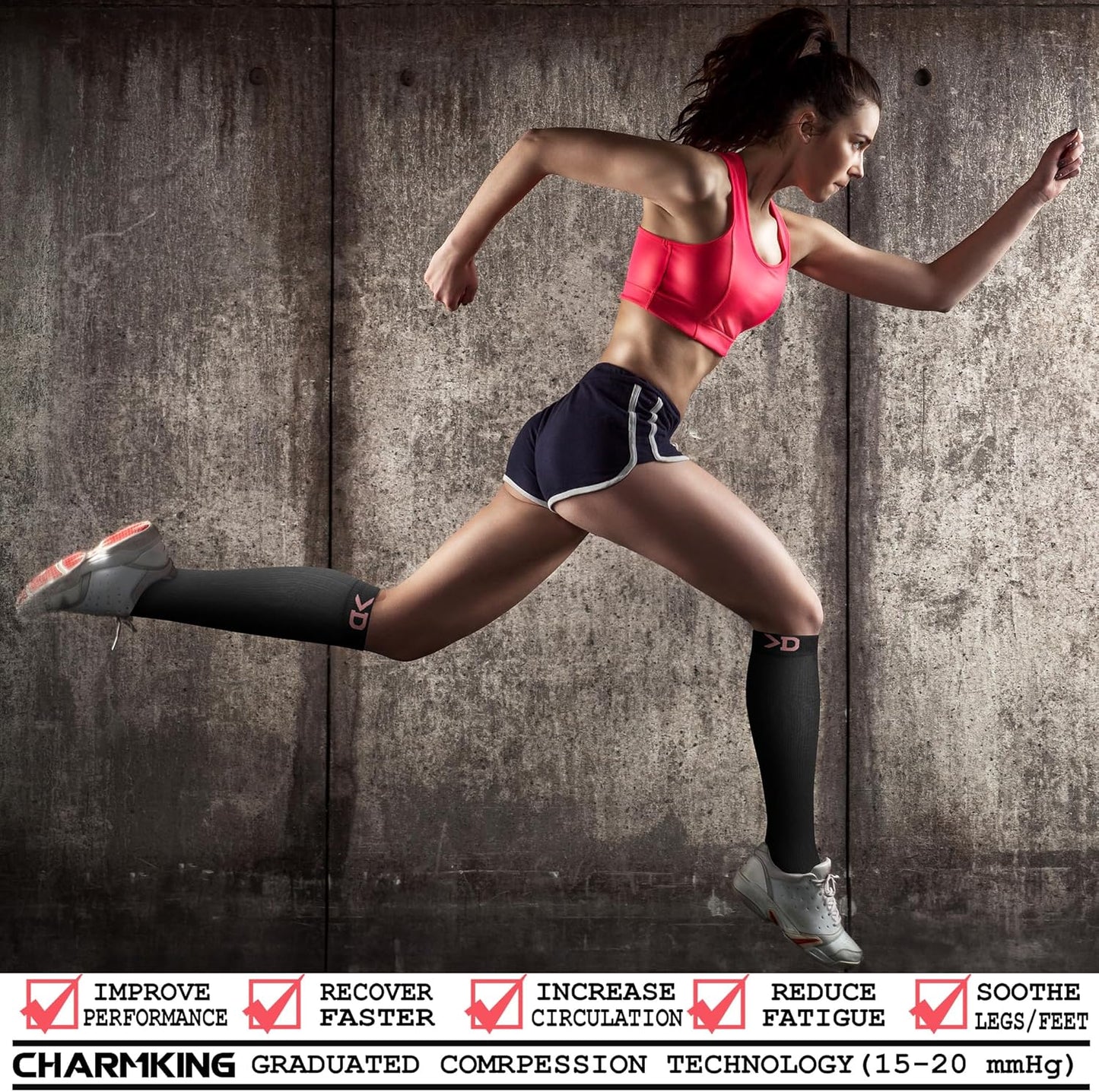 CHARMKING Compression Socks for Women & Men Circulation (3 Pairs) 15-20 mmHg is Best Support for Athletic Running Cycling