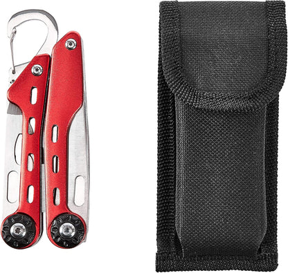 Amazon Basics 10-in-1 Stainless Steel Multitool Safety Lock with Nylon Sheath, Red