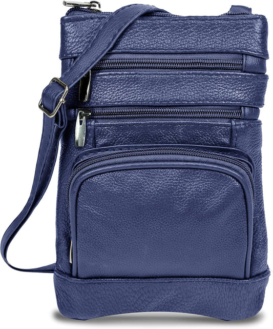 Krediz leather Crossbody Purses for Women, Multi Pocket Crossbody Purse with Adjustable Strap, Soft & Durable Leather Purse