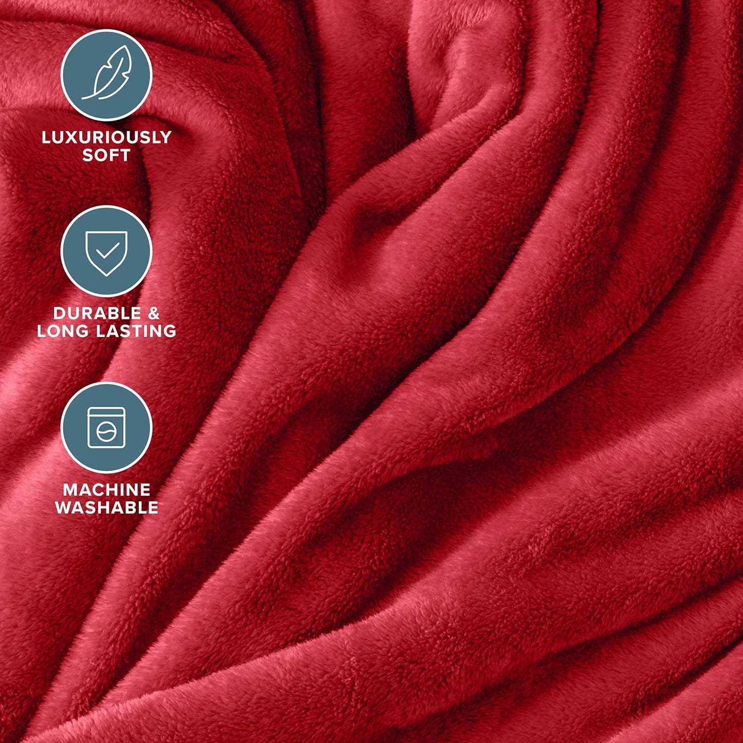 Bare Home Fleece Blanket - Twin/Twin Extra Long - Ultra-Soft Lightweight for Bed, Sofa, and Couch - Luxury Microplush - Cozy Warm Blanket (Twin/Twin XL, Red)