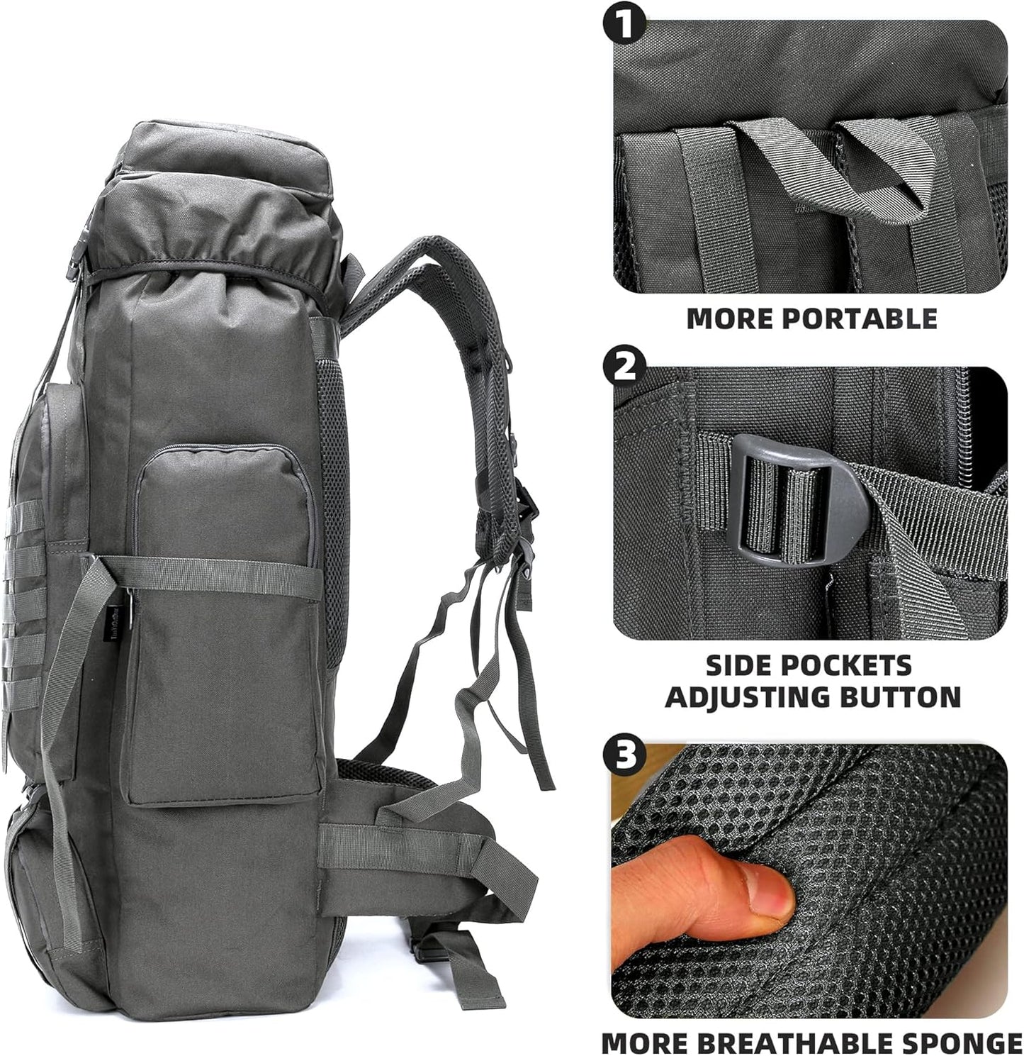 King'sGuard 70L Camping Hiking Backpack Tactical Backpack Military Molle Rucksack Backpack for Outdoor