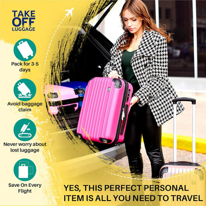 Take OFF Luggage 18 inch Hardshell Carry On Suitcase that Converts into Underseater Luggage with Removable Spinner Wheels for Airline Personal Item Use Requirements, 18 x 14 x 8 Inches - Black
