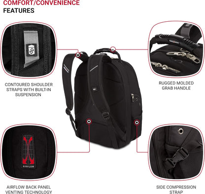 SwissGear 1923 Scansmart Backpack, Black/Silver, 17-Inch