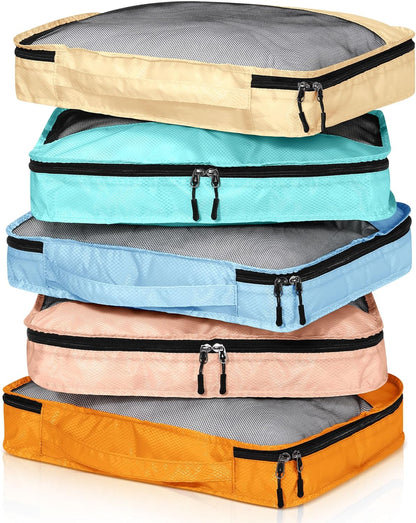 5 Pcs Packing Cubes for Suitcase Large Travel Cubes Carry on Luggage Organizer Bags for Clothes Accessories(S,Pastel)