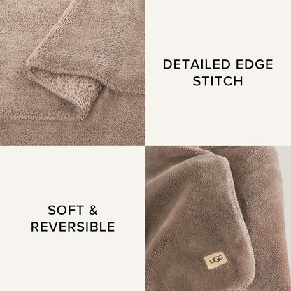 UGG Whitecap Plush Throw Blanket Fleece Lightweight Soft Throw for Couch or Bed Luxury Home Decor for Living Room Washable Hypoallergenic Blankets for Dorm Decor, 50-inch x 70-inch, Light Fawn Brown
