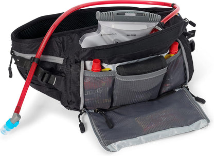 USWE Zulo Hydration Hip Pack - with Organizer and Side Pockets, Bounce Free Hip Belt (6L, Black)