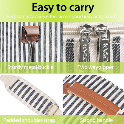 Tirrinia 4 Bottle Leakproof Insulated Wine Carrier Tote Bag - Padded and Portable for Travel, Restaurants, Tastings, Parties - Great Gift for Wine Lovers, Stripe Pattern