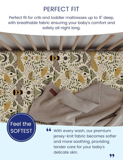 TotAha Premium Stretchy Crib Sheets (2-Pack)-Hypoallergenic, Silky Comfort, Buttery Soft, Calming Effect, All-Season Jersey-Knit Sheets, 9'' Extra Deep Pocket, Animal Print