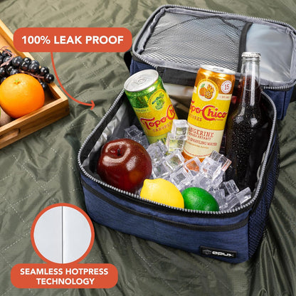 OPUX Lunch Box For Men Women, Insulated Large Double Decker Lunch Bag, Charcoal Gray, 10x7.5x10 Inches