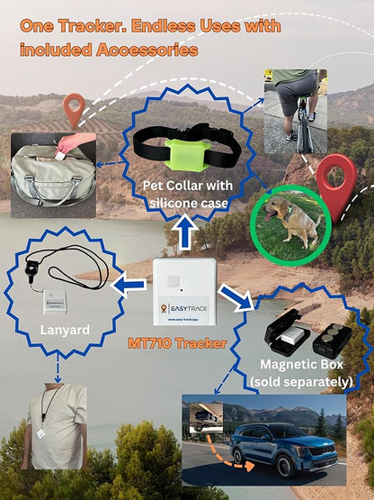 EASYTRACK GPS, Real Time Tracking, Location History, SOS Alerts, Motion Activated, Geo-Fence Alarms, Alert Notification,Waterproof, Magnetic case (add-on), Lowest Subscription Plan Worldwide Coverage