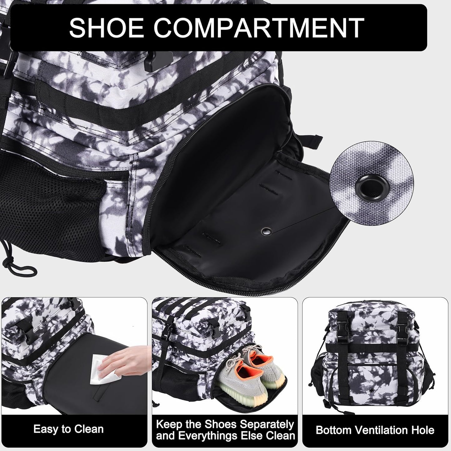 LHI Military Tactical Backpack for Men and Women 45L Army 3 Days Assault Pack Bag Large Rucksack with Shoe Compartment - Blue