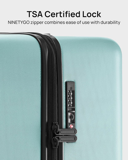 Trunk Luggage 24 Inch, Medium Checked Luggage with Double Spinner Wheels, Anti-Burst Zipper, Hard Case PC Suitcase, Lightweight Travel Luggage, TSA Approved (Crystal Green, Hudson)