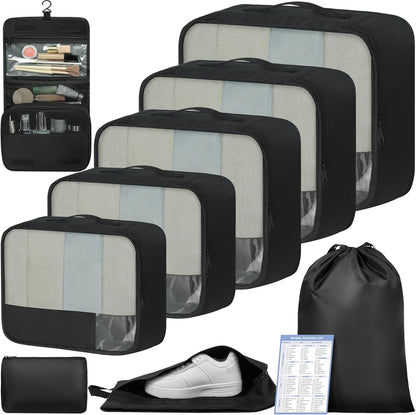 BAGAIL 9 Set Packing Cubes Luggage Packing Organizers for Travel Accessories
