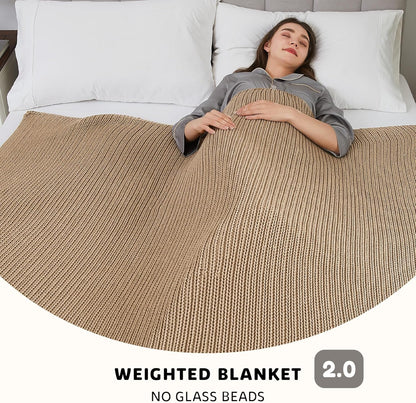 L'AGRATY Knitted Weighted Blanket - 48"x72" 20lbs Cooling Chunky Knit Heavy Blanket for Adults Braided Crochet Throw Thick Cable Yarn Knit Decorative No Beads Evenly Weighted Machine Washable