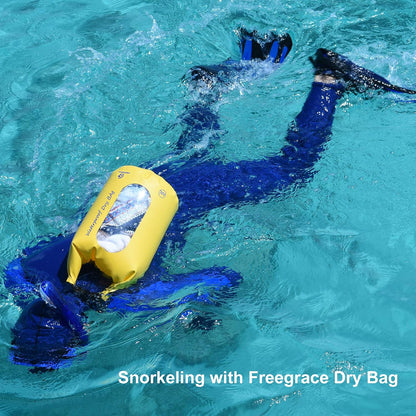 Freegrace Waterproof Dry Bags Set of 3 Dry Bag with 2 Zip Lock Seals & Detachable Shoulder Strap, Waist Pouch & Phone Case - Can Be Submerged Into Water - for Swimming (Navy Blue, 10L)