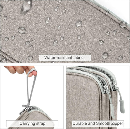 FYY Electronic Organizer, Travel Cable Organizer Bag Pouch Electronic Accessories Carry Case Portable Waterproof Double Layers All-in-One Storage Bag for Cable, Cord, Charger, Phone, Earphone Khaki